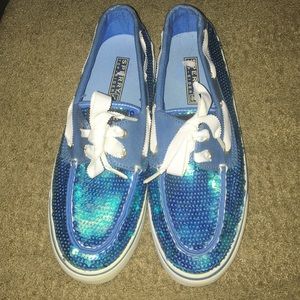 Sparkly teal Sperrys